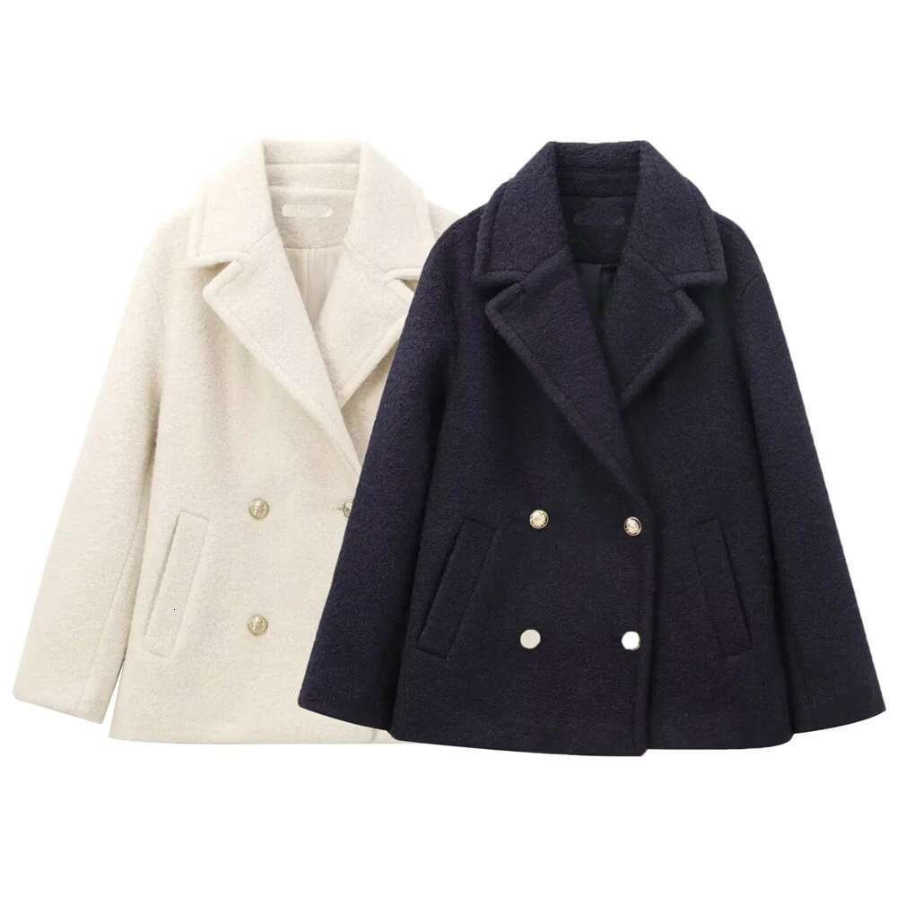 RARF Autumn New Women's European and American Style French Design Fashion Pearl Leather Double breasted Coat