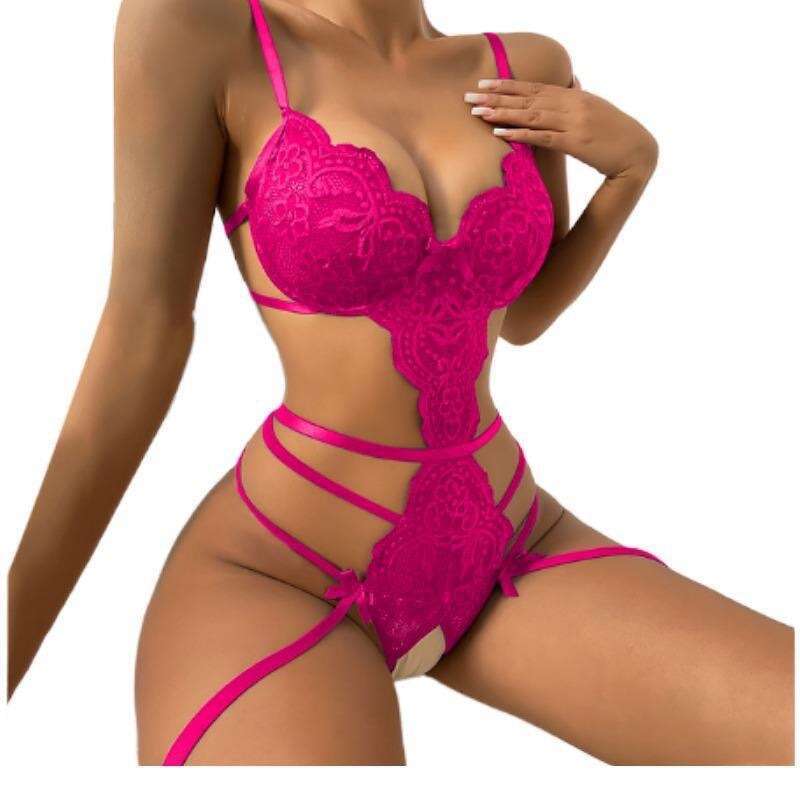 Patent Leather Sexy Lingerie Lace Sexy Strap Jumpsuit For Women Backless Open Crotch No Take Off Lingerie KQ