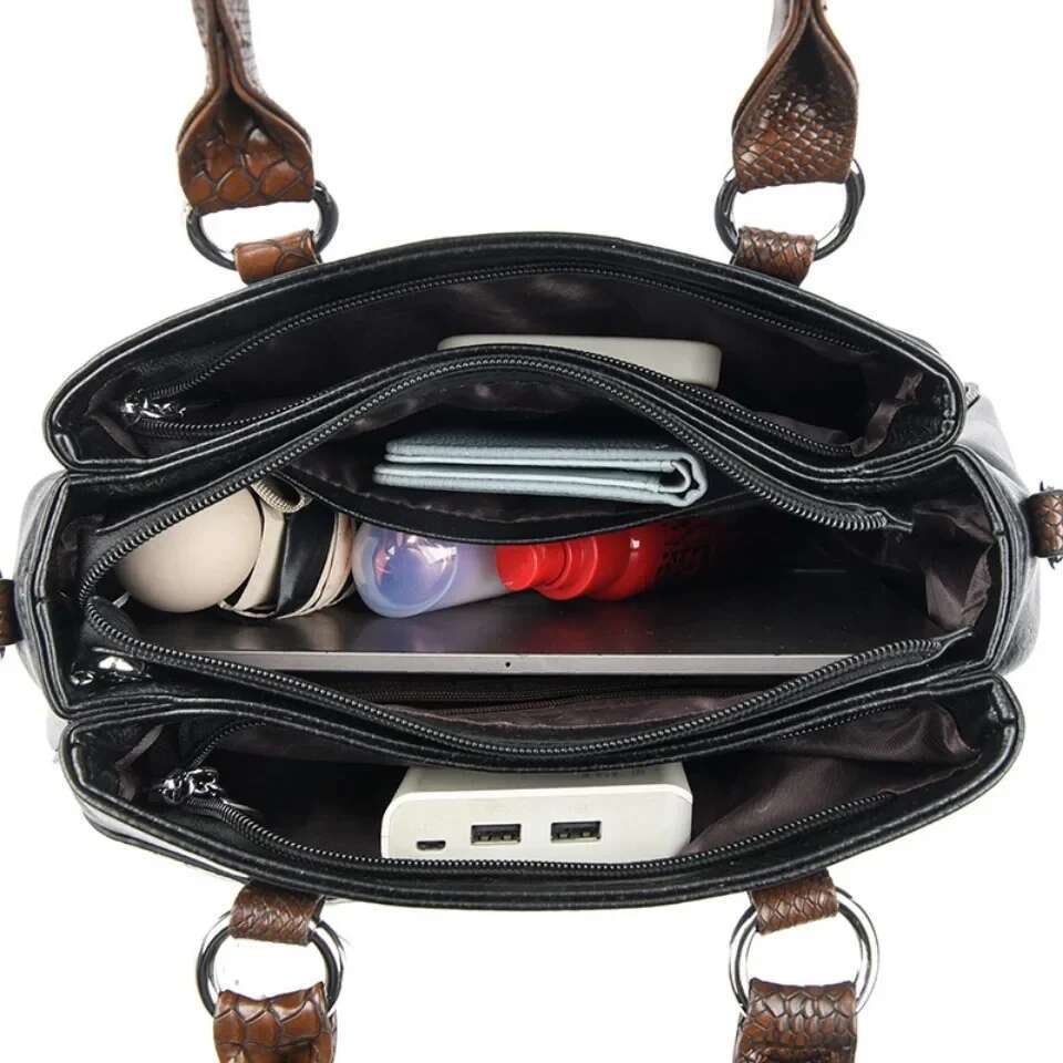 Three Layers Casual Tote Bag High Quality Pu Leather Ladies Hand for Women Big Shoulder Crossbody Bags Sac New