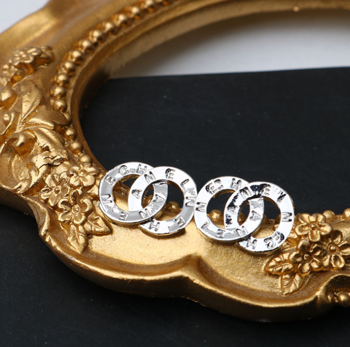 20style Women Letters Earrings 18K Gold Plated Luxury Desinger Earring Geometric 925 Silver Stud Rhinestone Crystal Pearl Jewerry