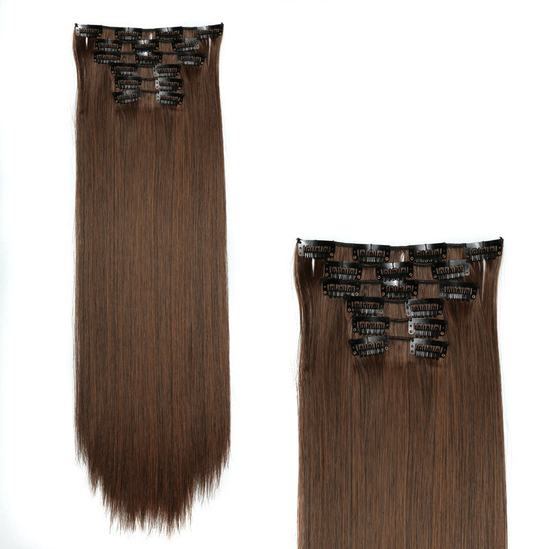 6-piece set of hair extensions long straight hair clips womens hair extensions clips synthetic pieces