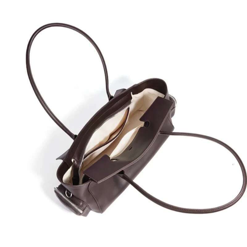 Moto Styling Long Handle Handbag Women New High Quality Glossy Split Cow Leather Multiple Pockets Designer Shoulder Bag