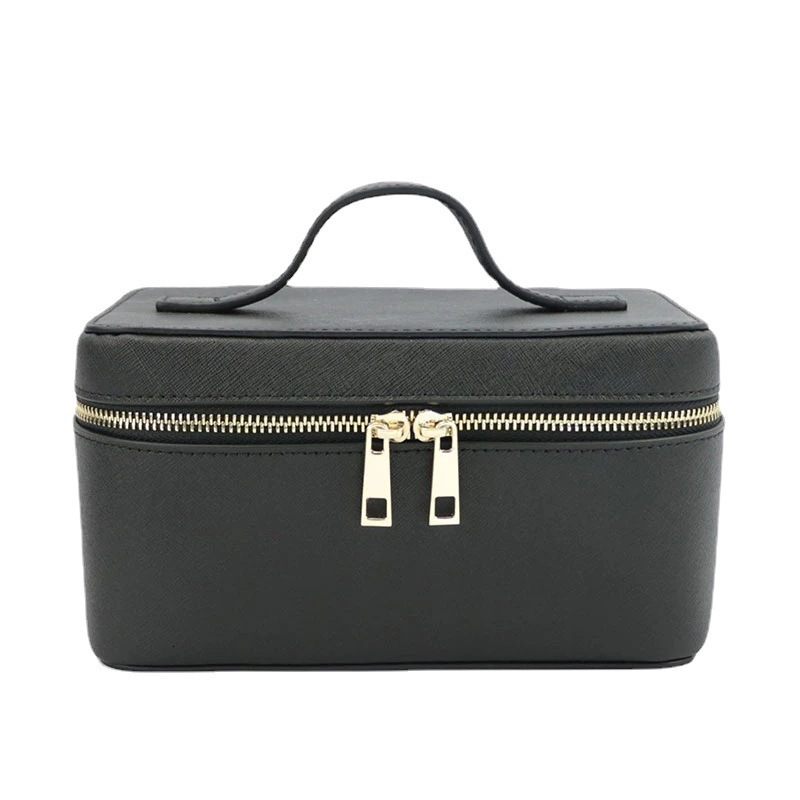 Fashionable and portable travel grooming storage bag with large capacity for dinner parties hand-held leather makeup case for women 250224
