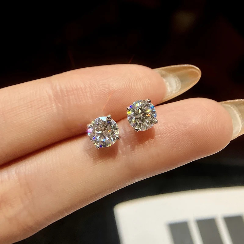 0.1-2CT Test Passed Diamond Studs Earrings for Women S925 Silver Platinum Plated Bride Wedding GRA Fine Jewelry 250512