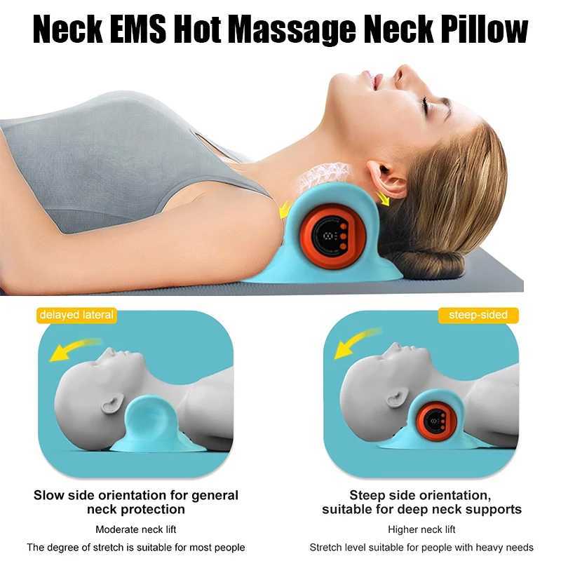 Electric Cervical Massager Neck Stretcher Pulse Vibration Massage Pillow Heated Neck Correction Traction Support Pain healthcareW250512