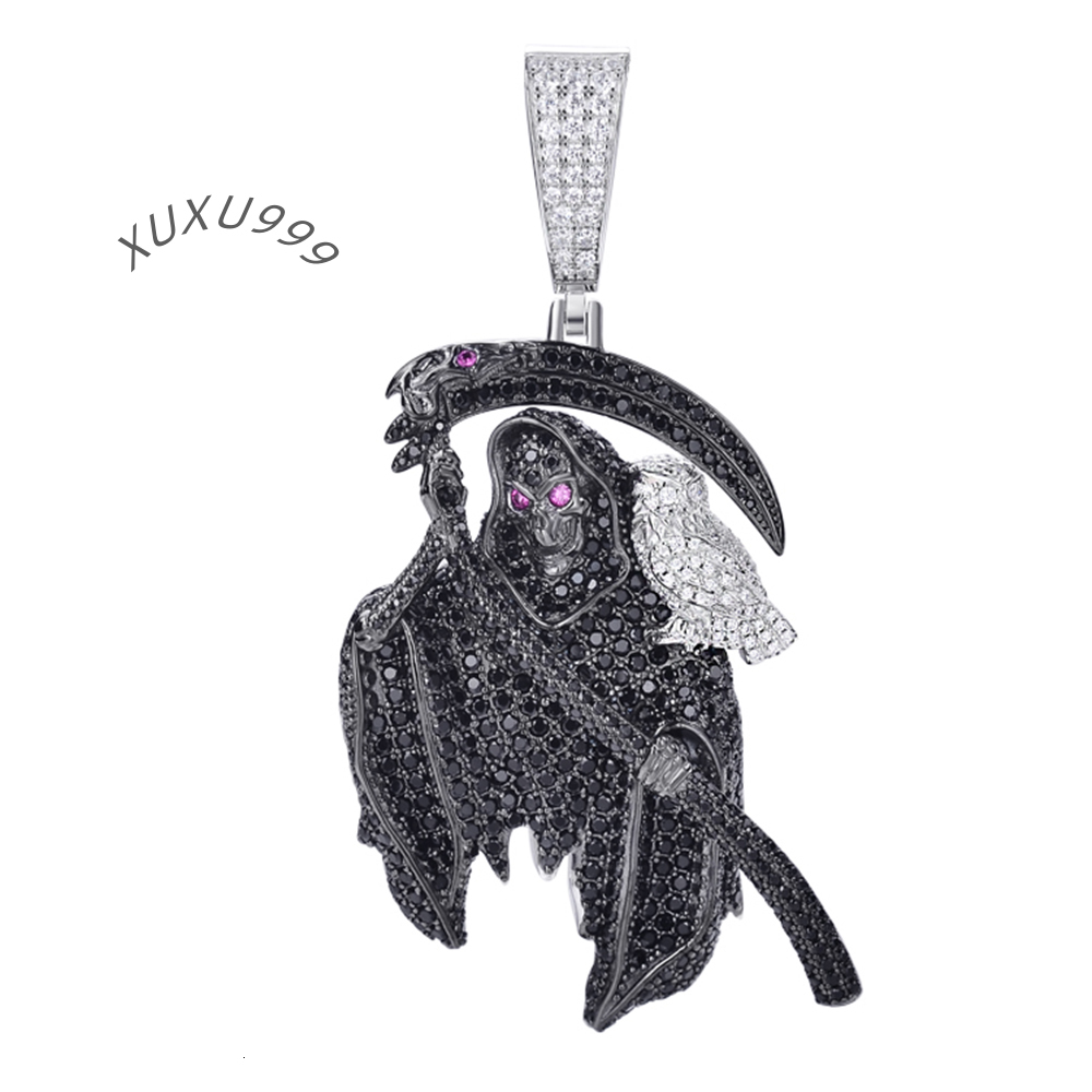 925 Italian Silver Plated Santa Muerte With Owl Pendant