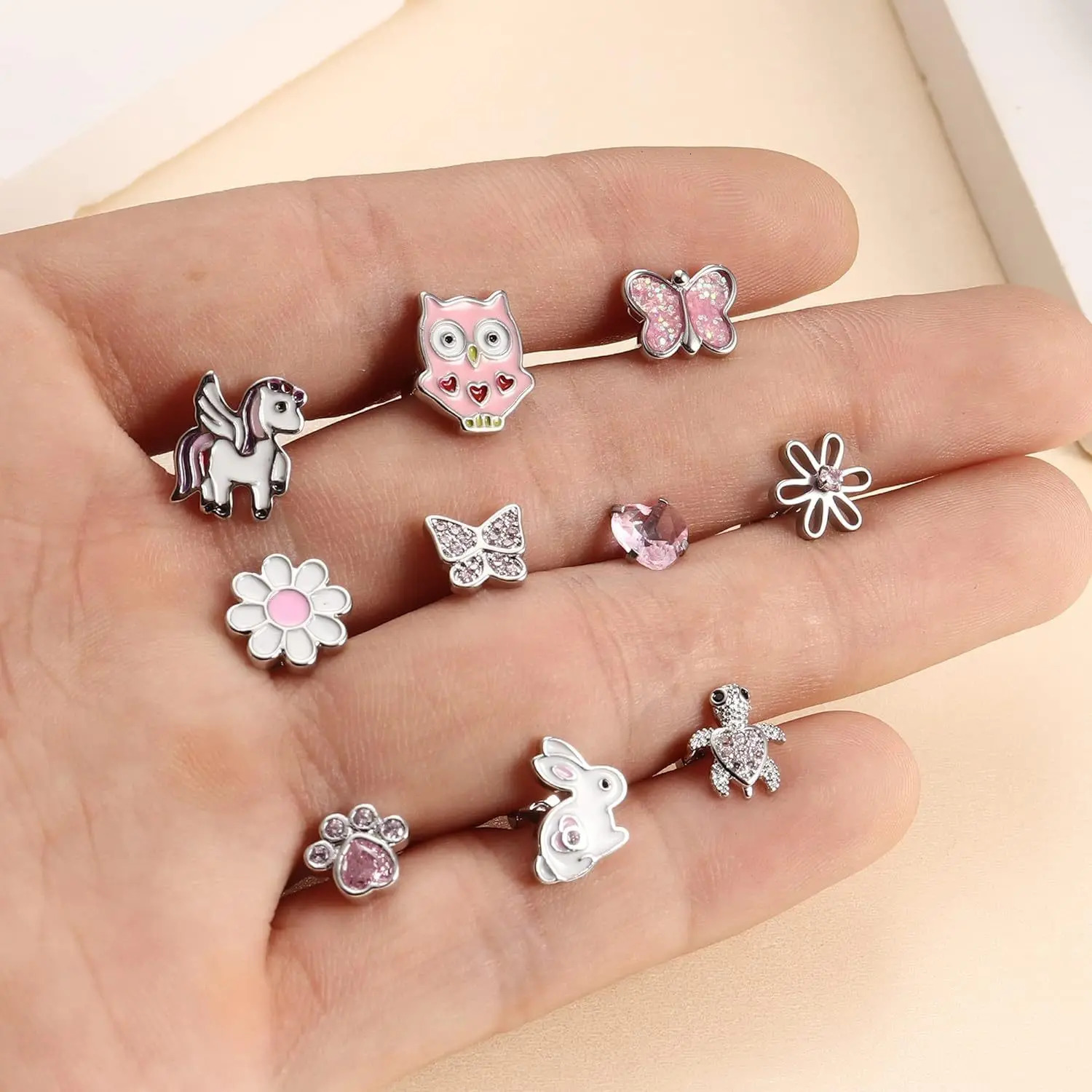 Bobisty Cute Earring Stainless Steel Cute Screw Back Earrings for Women Rainbow CZ Stud Earrings Hypoallergenic Screwback Stud 250512
