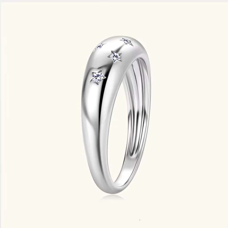 Valentines Day Jewelry Engagement Diamond Gold Plated 925 Silver Band Bezel Setting Star Moissainte Rings for Women