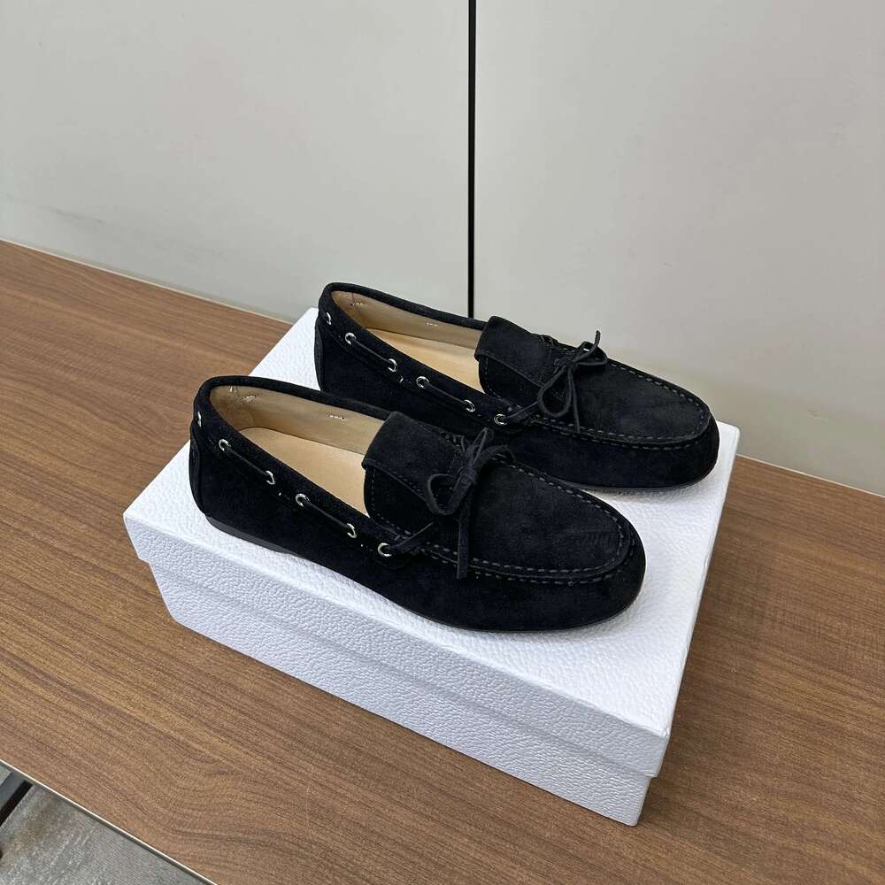 Women Size35-41 Natural Cow Suede Loafers Weaving Flats Solid Colors Lace Up Round Toe Designer Shoes Zapatillas De Mujer