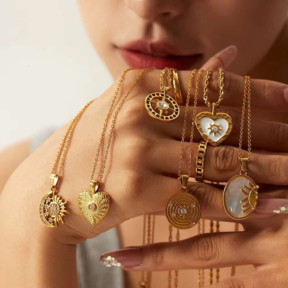 Women's Fashion Gold and Sier Pendant Jewelry Design Stainless Steel Chain Necklace