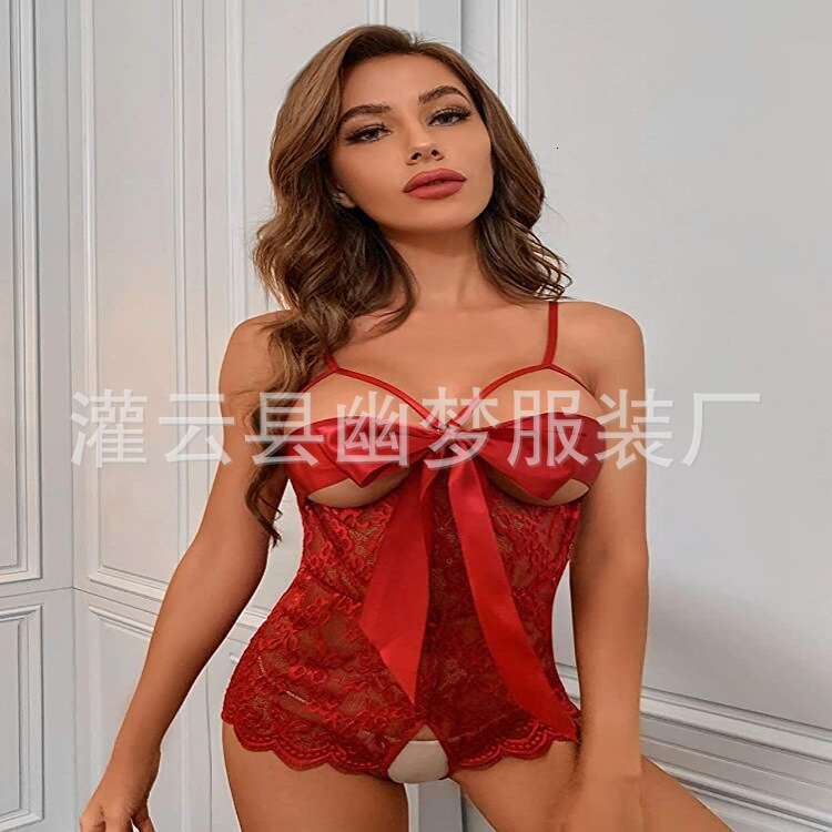 Patent Leather Sexy Lingerie Large Size Open File No Detachment Fun For Women Sexy Lace Transparent Perspective Alluring Bodysuit Lingerie KQ