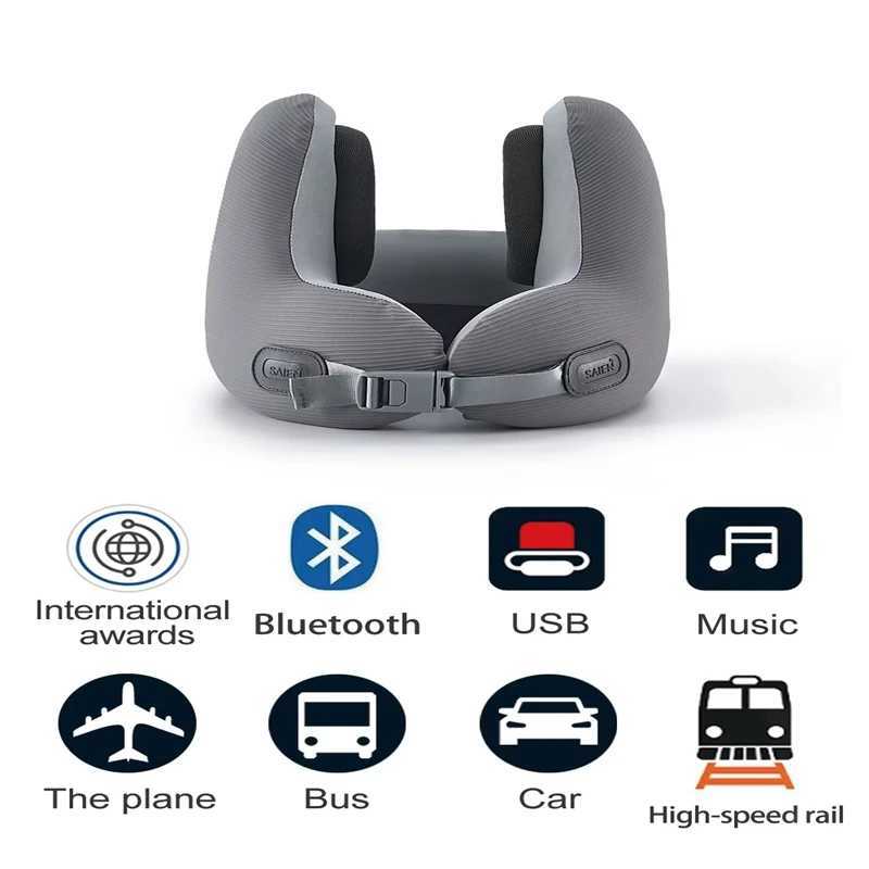 Memory Foam Travel Neck Pillow with Noise Reduction - U-Shaped Bluetooth Music Pillow for Ultimate Comfort on the Go travelW250512