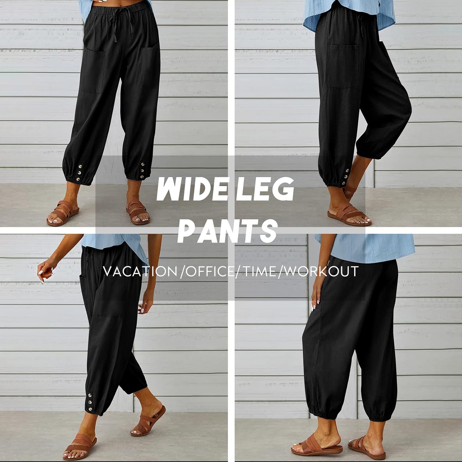 Womens Capris Pants Summer High Waist Casual Black Korean Fashion Wide Leg Suit for Women Trousers Oversize S-3XL Free Shipping