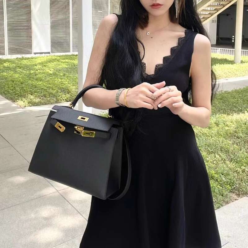 designer bag New genuine leather second-generation Kelly hand palm print single shoulder crossbody bag, simple and versatile hand-held small square ba