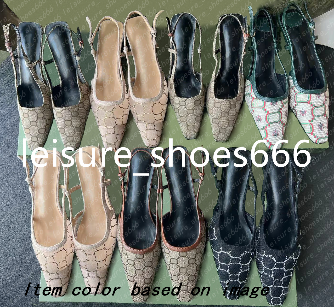 Dress Shoes Slingback high heels Lace up shallow cut shoes Sandals Mid Heel Black mesh crystals sparkling Print shoes Rubber Leather Ankle Strap Women sandales