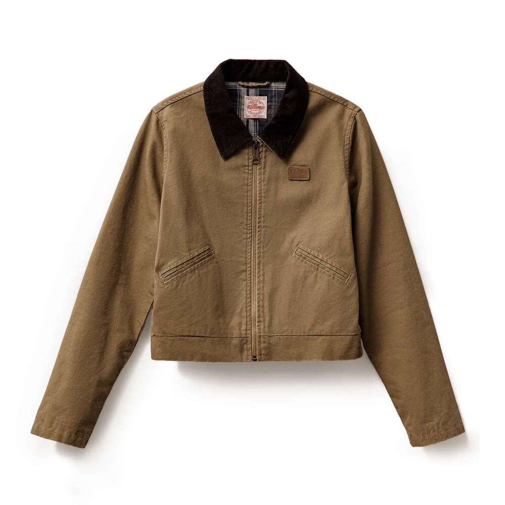 Maden Khaki Detroit Jackets for Women Vintage Turn-down Collar Workwear Jacket Spring and Autumn Canvas Coat Slim Fit