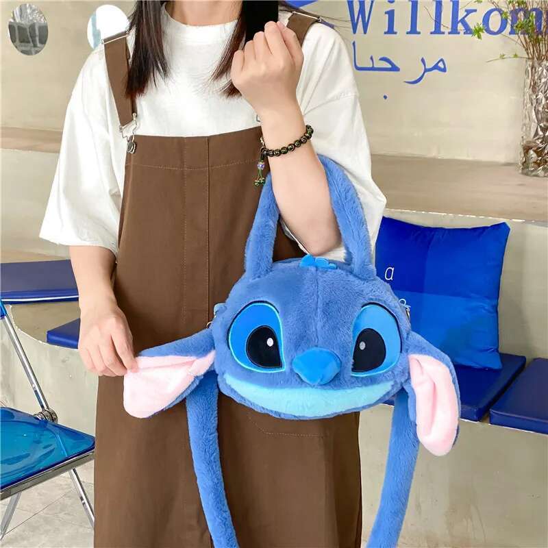 New Lilo & Kawaii Plush Messenger Girl Handbag Anime Stuffed Toys Children Cartoon Plushie Soft Bag