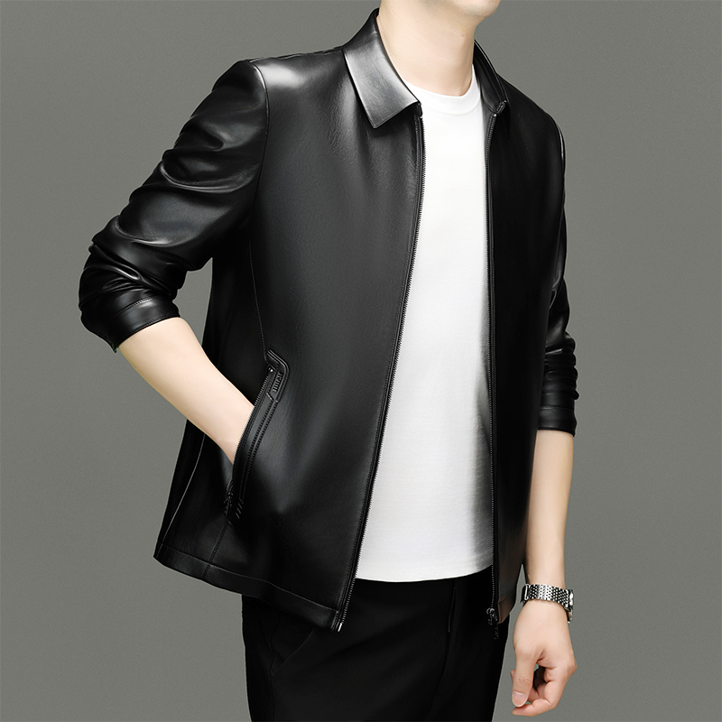 Waterproof Mens Leather Jacket - Durable & Low-Maintenance with a Modern Fit 8568