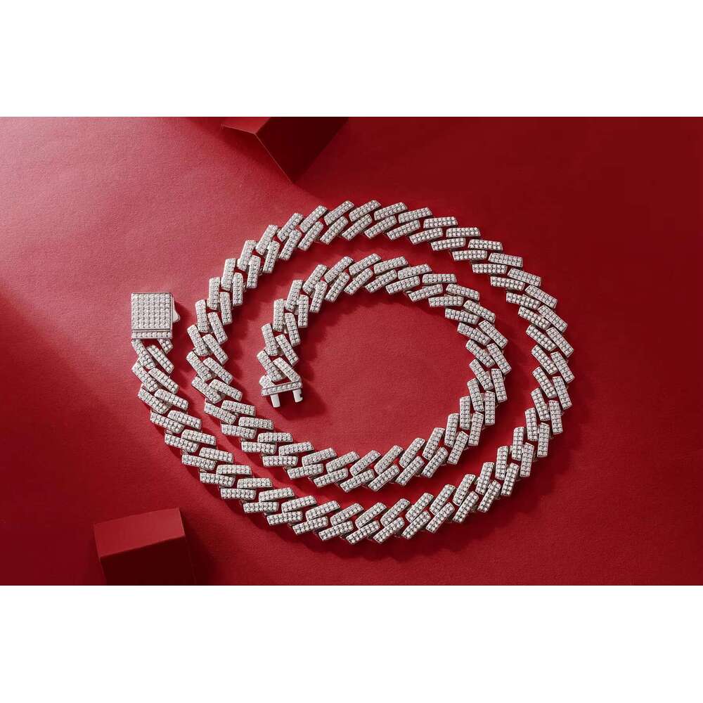 14mm Moissanite Cuban Men's Necklace - Pure Sier Jewelry