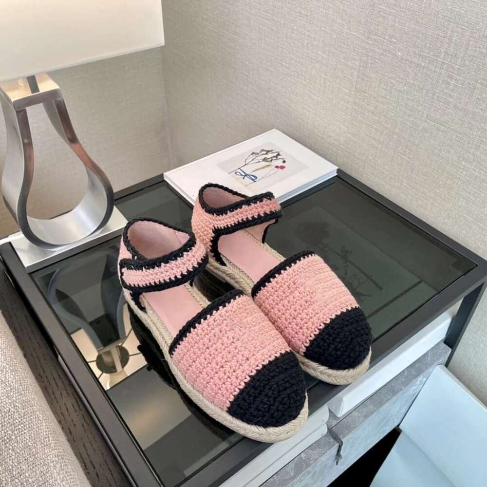 New Women Weaving Sandals Low Heels Flat Platform Espadrilles Buckle Strap Mixed Colors Designer Shoes Zapatillas De Mujer