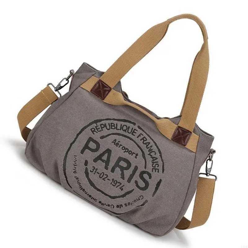 Women Canvas Letter Crossbody Bag Fashionable Shoulder Handbag with Ample Space and Adjustable Strap for Daily EssentialW250512