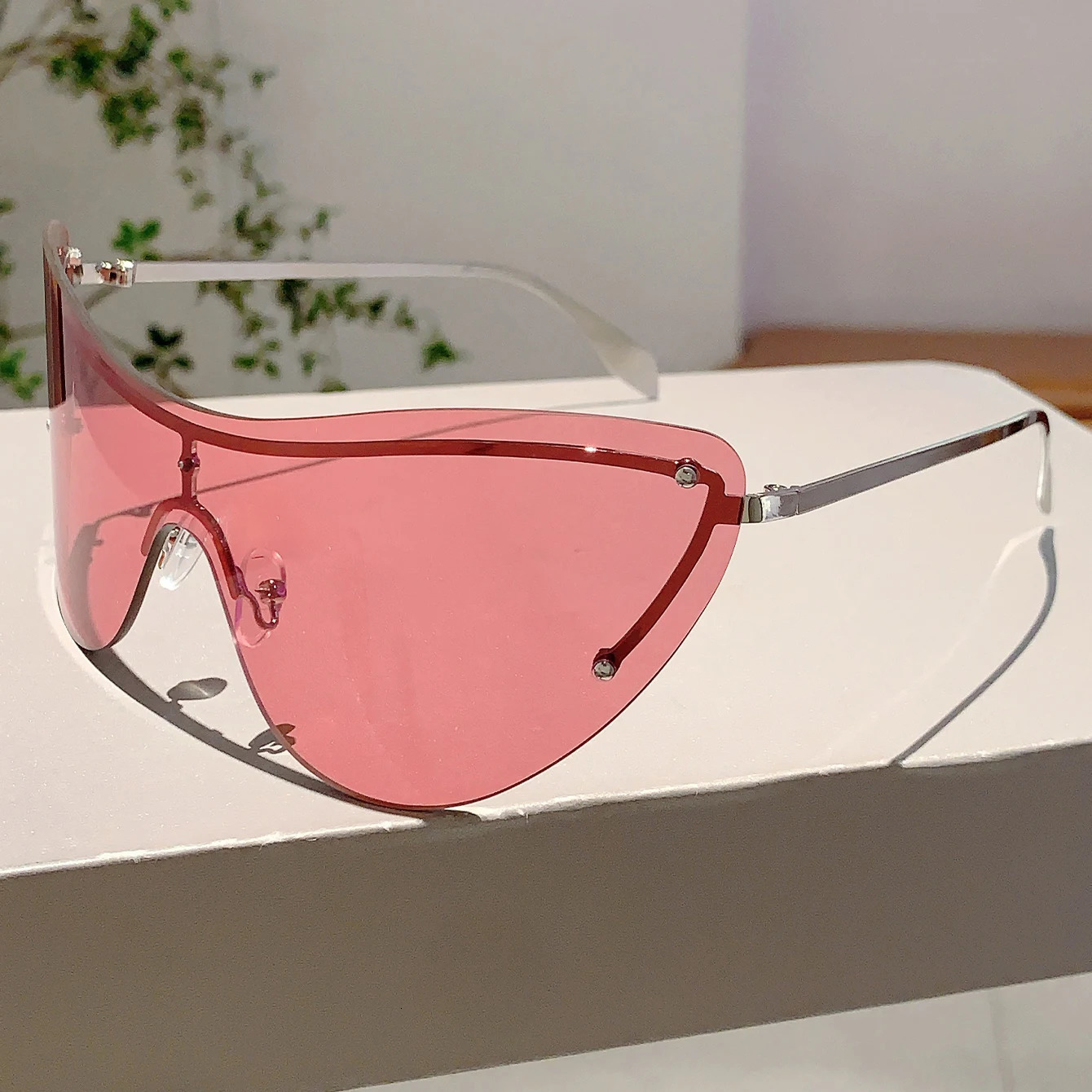 KAMMPT Retro Rimless Metal Shades Y2K Futuristic Decor Womens Sunglasses Ins Punk Ladies Sun Glasses for Hiking Beach 250512