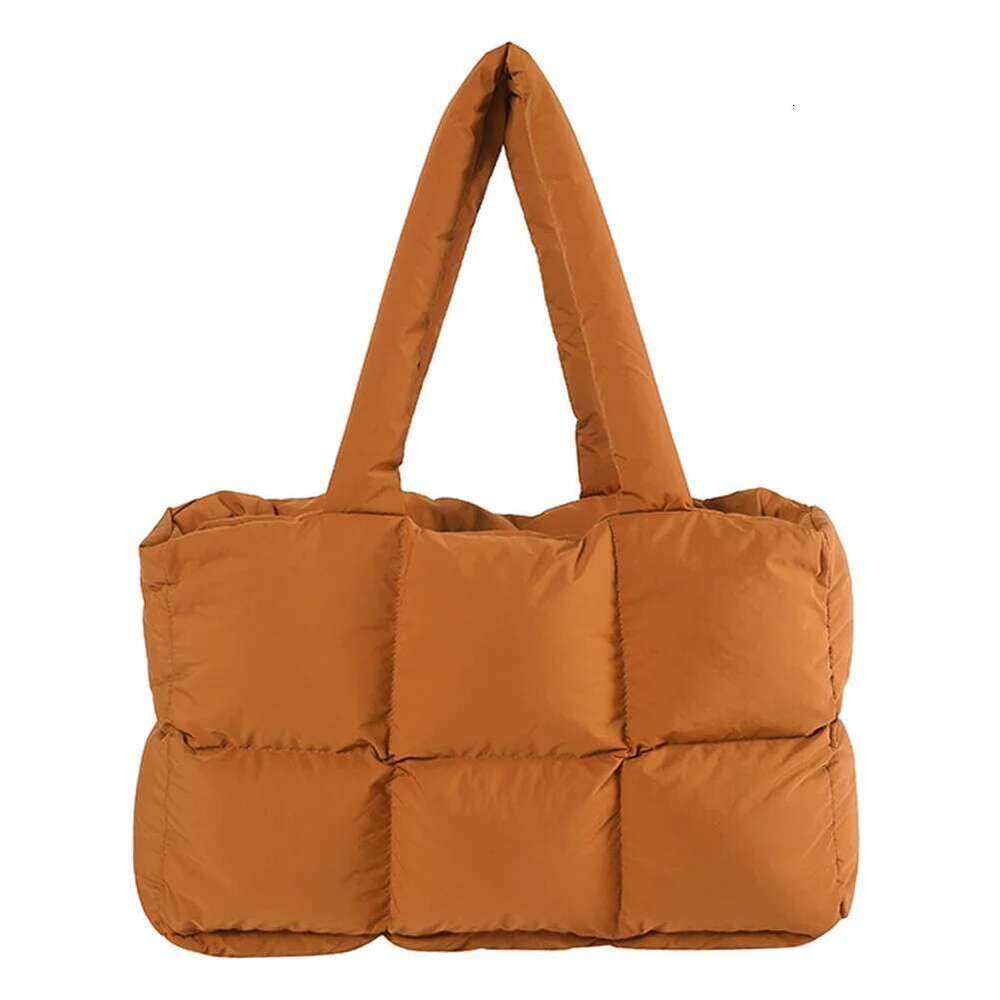 Women Padded Handbag Solid Color Quilted Single Shoulder Large Capacity Soft Cloud Tote Bag Trendy Commuting Bags