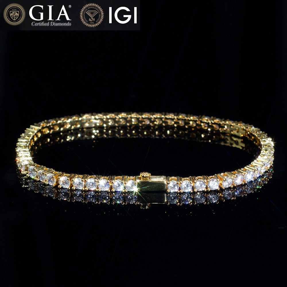 Elisa Ready to Ship 3mm 4mm 5mm Moissanite Chain Real D Grade VVS 925 Silver Moissanite Tennis Chain