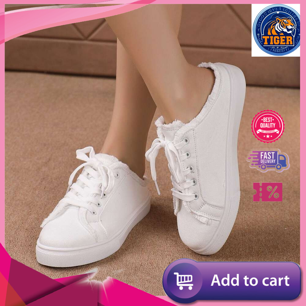 Ddmytiger Size Summer Large New Slippers Women S Fashion Versatile Little White Half Slipperboard Shoes Outdoor Shoes