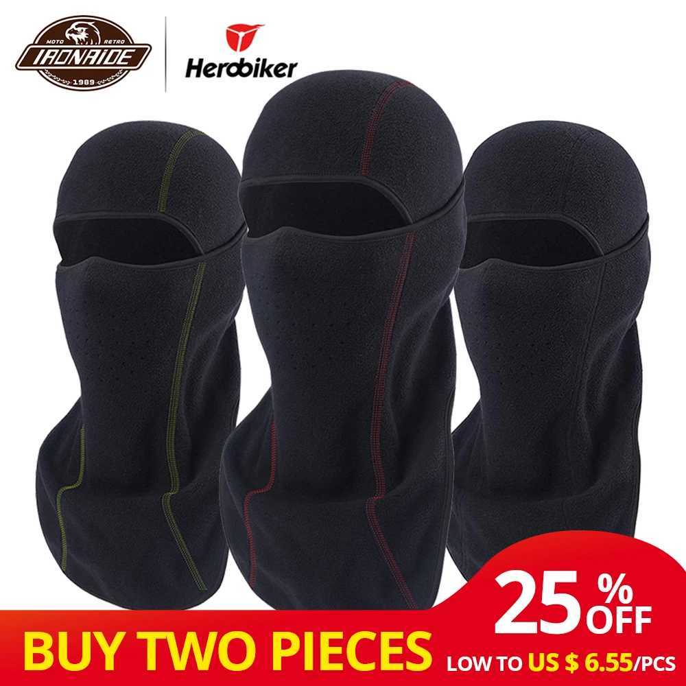 Black Motorcycle Face Mask Autumn Winter Thermal Fleece Balaclava Motorcycle Mask Moto Windproof Cycling Skiing MaskW250512