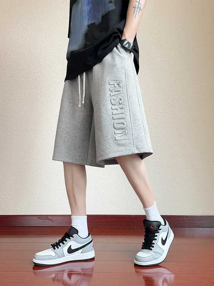 Summer Mens Knit Sweat Shorts Lightweight Cotton Polyester Streetwear Fashion Letter Daily Casual Shorts Big Size 6XL 7XL 8XL 250509