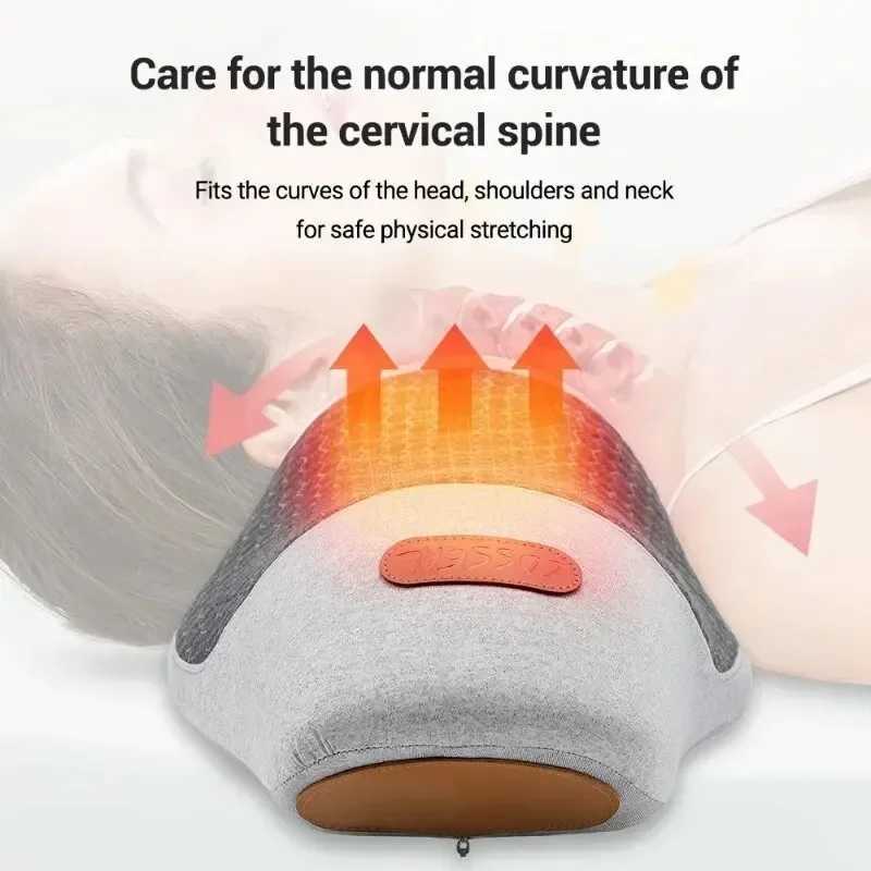 Electric Neck Massage Pillow Heating and Vibration Neck Massager Back Cervical Traction Relax Sleeping Memory Foam Spine SupportW250512