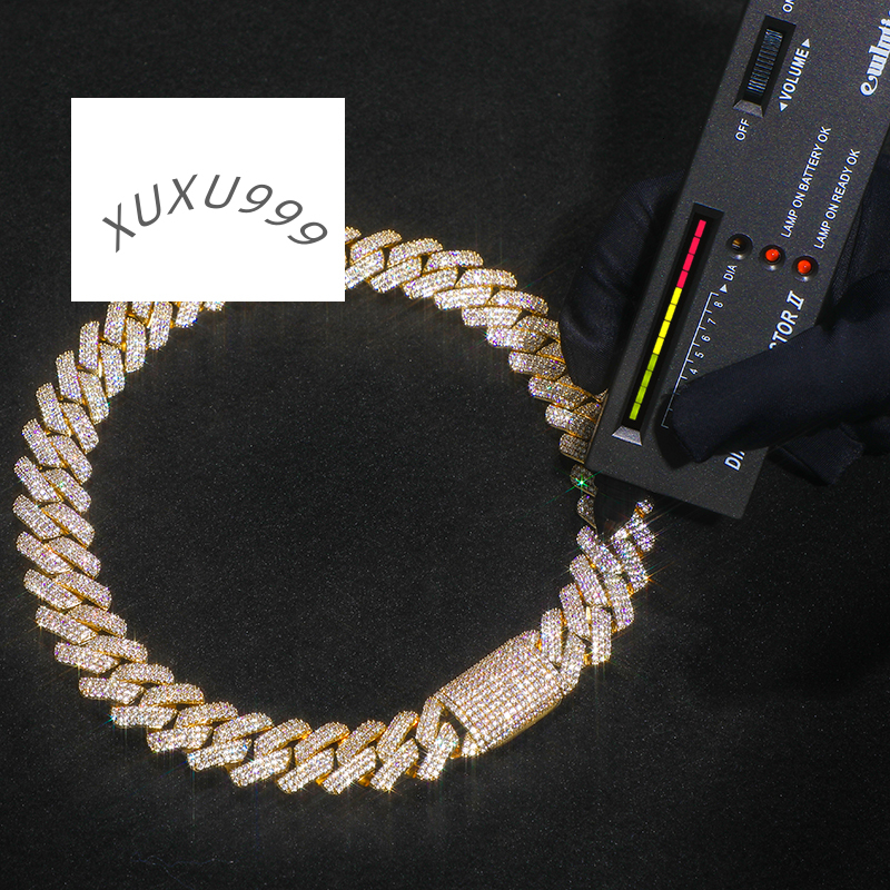 Cuban Link Chain Necklace Bracelet Set for Men VVS GRA Moissanite Diamond 925 Silver Hip Hop Style Available in Silver Gold