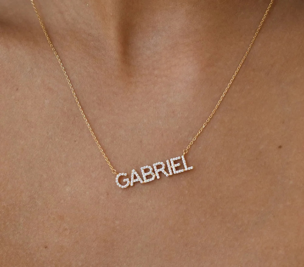 Custom Zircon Necklace Fancy Crystal Letter Number NecklacePersonalized Name Necklace diamond letter pendant necklace Jewelry 250512