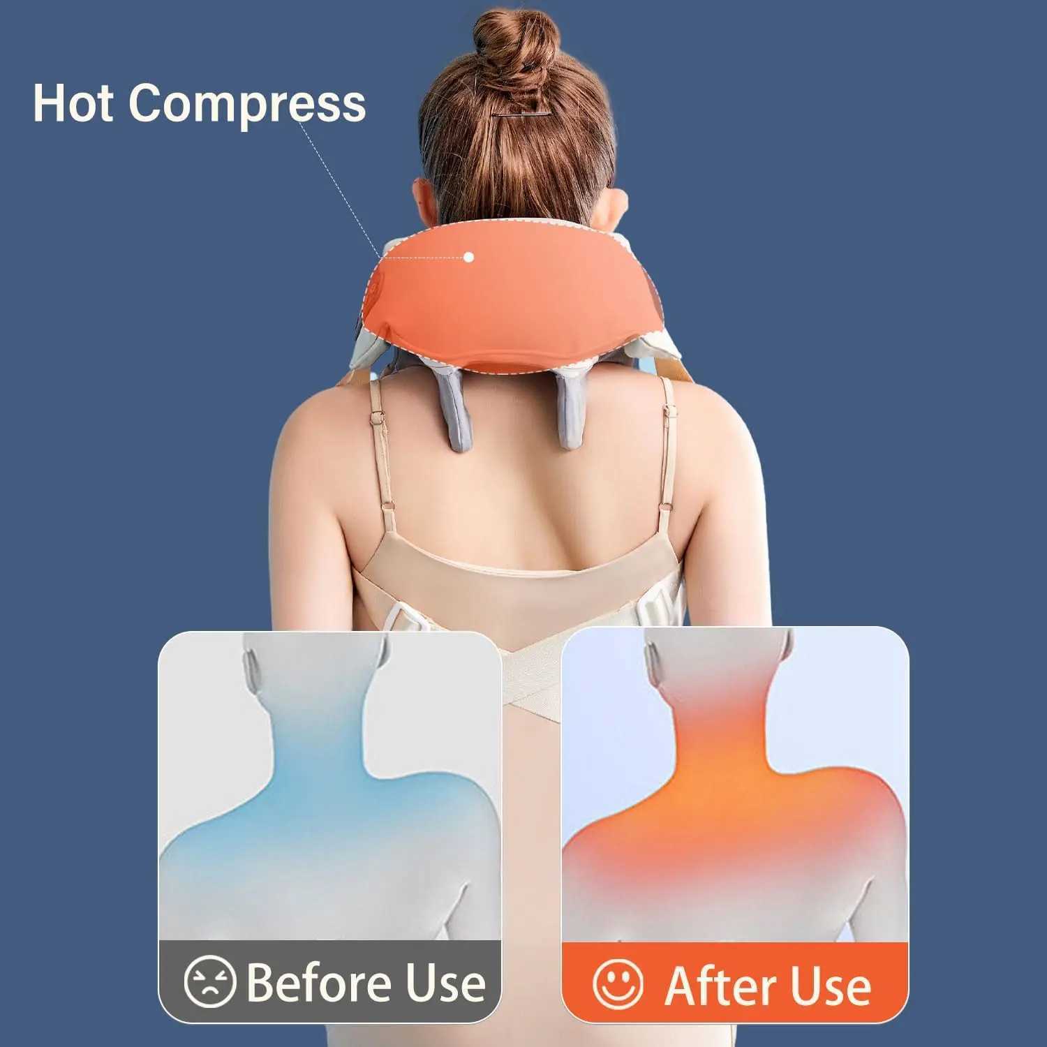Neck Shoulder Massager Deep Tissue Shiatsu Back Massagers with Heat for Pain Relief Electric Kneading Squeeze Muscles MassageW250512