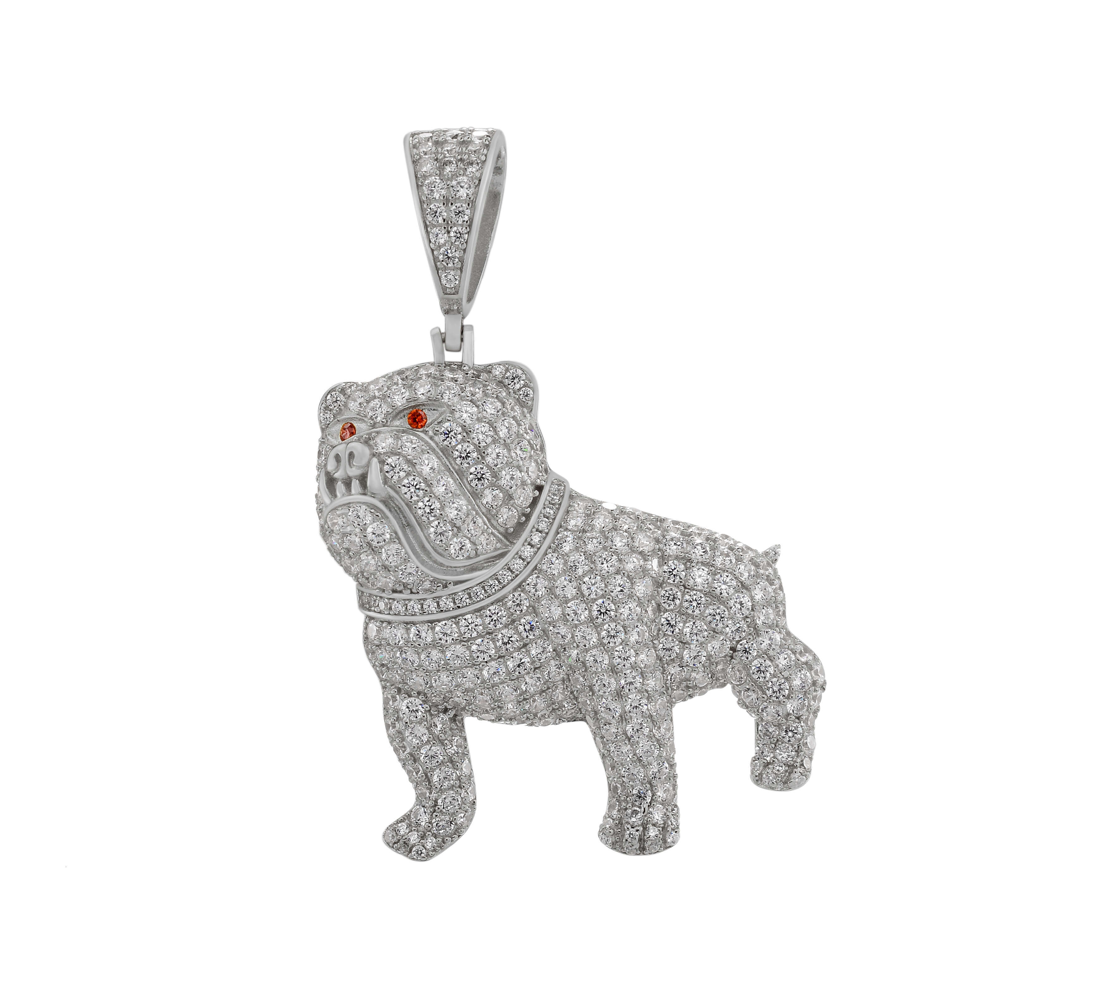 2020 New Hiphop Micro Paved Diamond French Pug Bulldog Pendant for Man