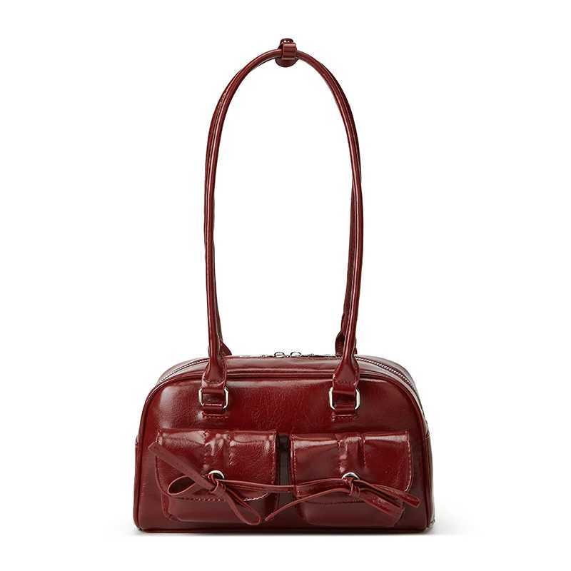 Womens Korean bow bag 2025 new fashion chic niche design commuting handbag shoulder bag Z250512