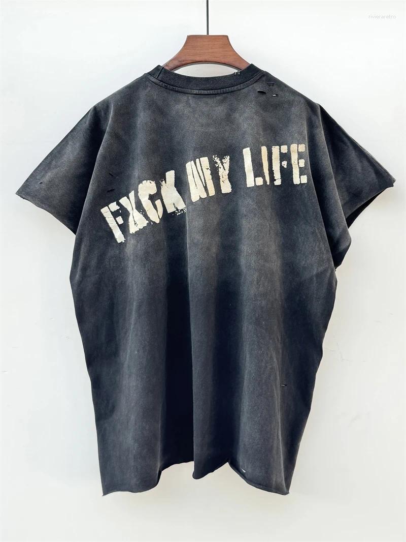 Men's T Shirts Washed Saint Punk Art Limited Edition BOX TEE Hand Worn Vest T-Shirts Men Women High Quality Shirt