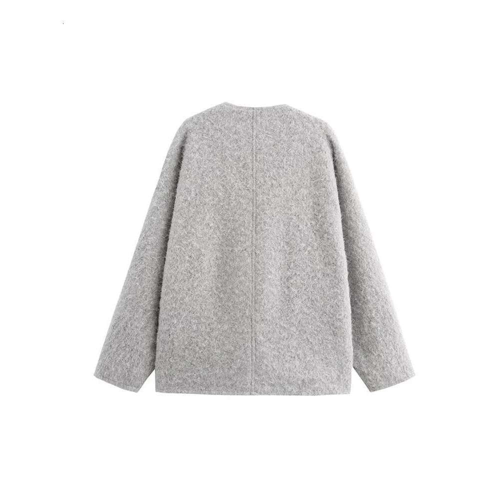 2024 Autumn Wintervintage Casual Chic Women Jackets Solid V-Neck Long Sleeve Lace-Up Loose Thick Coats Fashion Outwears