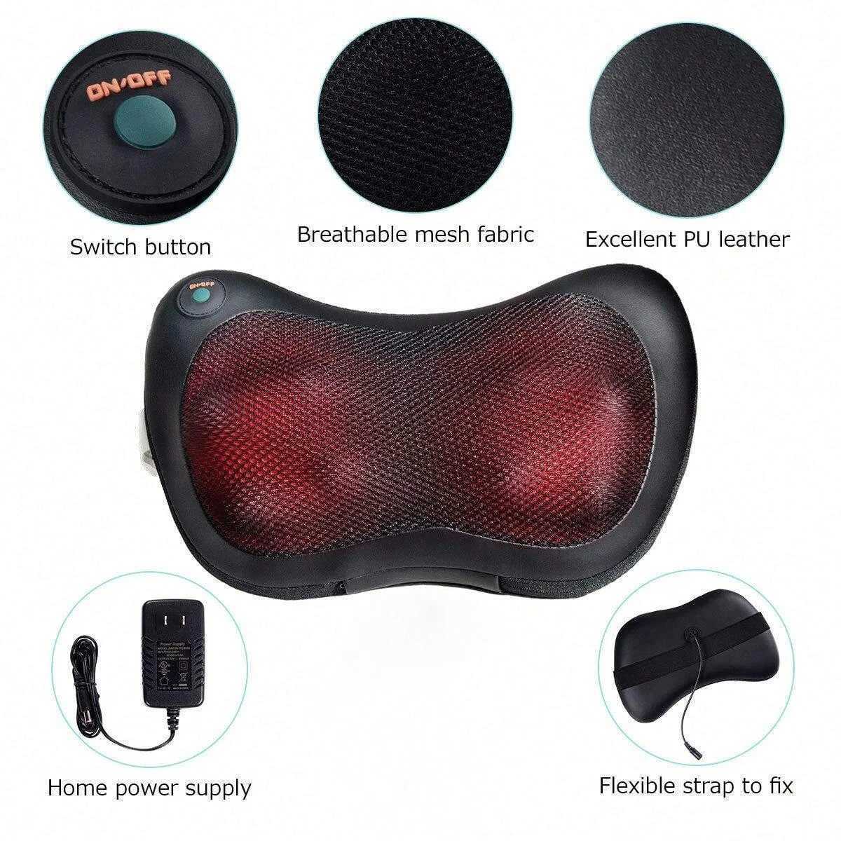 Shiatsu Back And Neck Massager With Heat Deep Tissue Kneading Electric Massage Pillow For Back Shoulders Legs Foot Body MuW250512