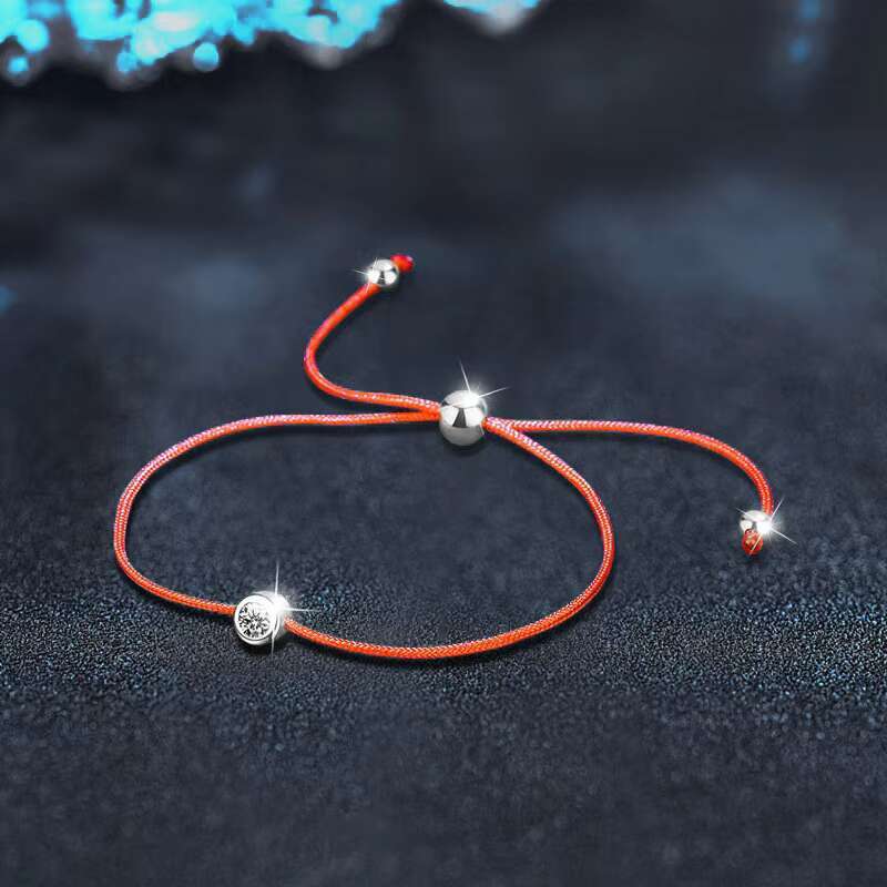 S925 Silver Moissanite Adjustable Hand Rope Bracelet