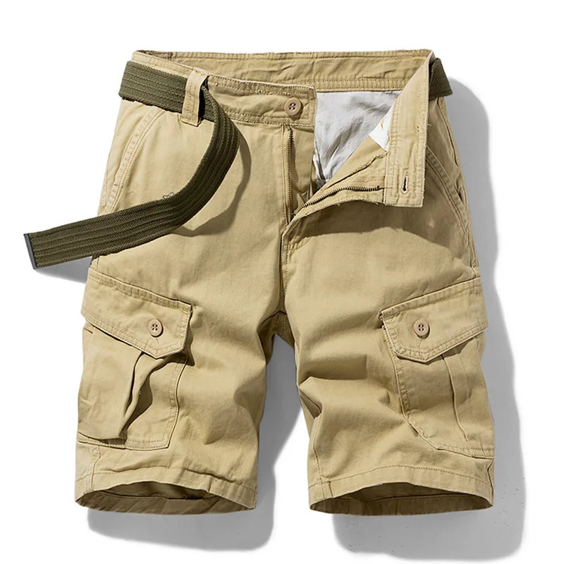 Men Summer Solid Casual Classic Cargo Shorts Men Fashion Cotton Multi-pocket Shorts Men Outwear Breathable Shorts Male 250509