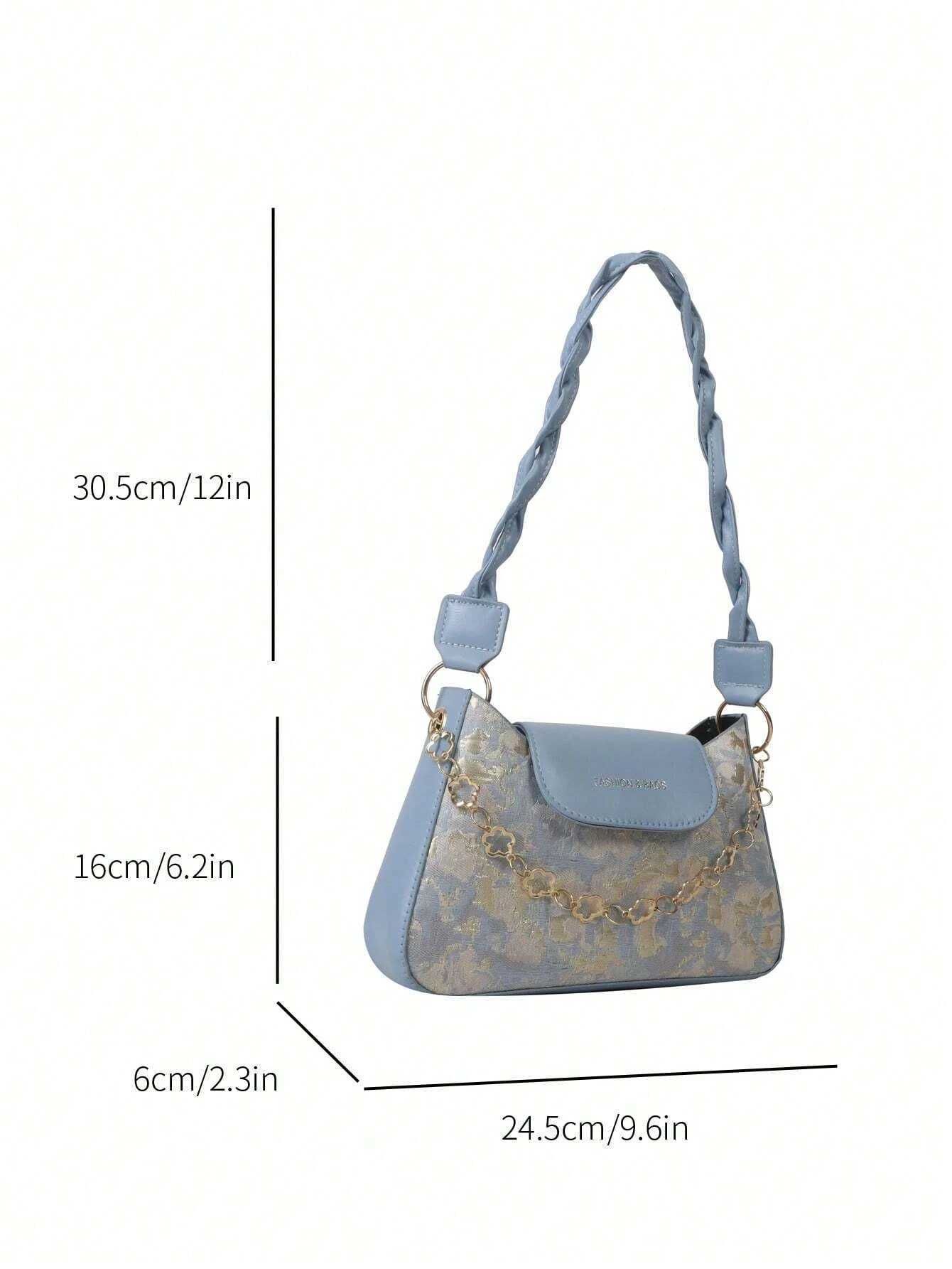 Vintage Pattern Chain Decoration Womens Single Shoulder Bag Flower Pattern Shoulder Bag For Women Chain Decor Underarm PurseW250512