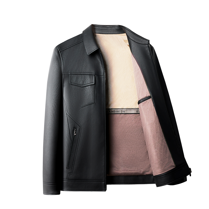 Elegant Waterproof Leather Jacket for Professionals 8569
