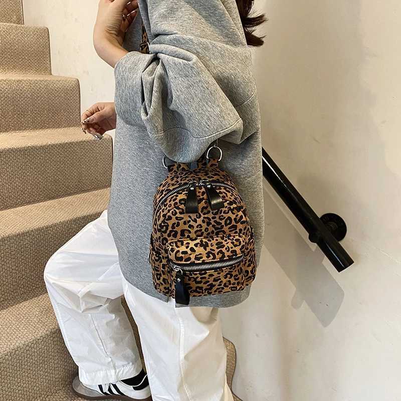 Leopard PU Leather Womens Backpack 2024 Autumn Designer Shoulder Bag Mini Handbag Small Crossbody Bags for Lady Z250512