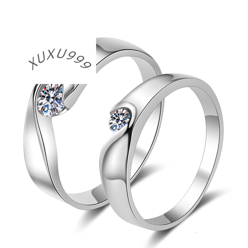 Fine 925 Sterling Silver Couple VVS Moissanite Ring for Engagement Love Heart Rings 0.3CT Diamond Women Wedding Jewelry