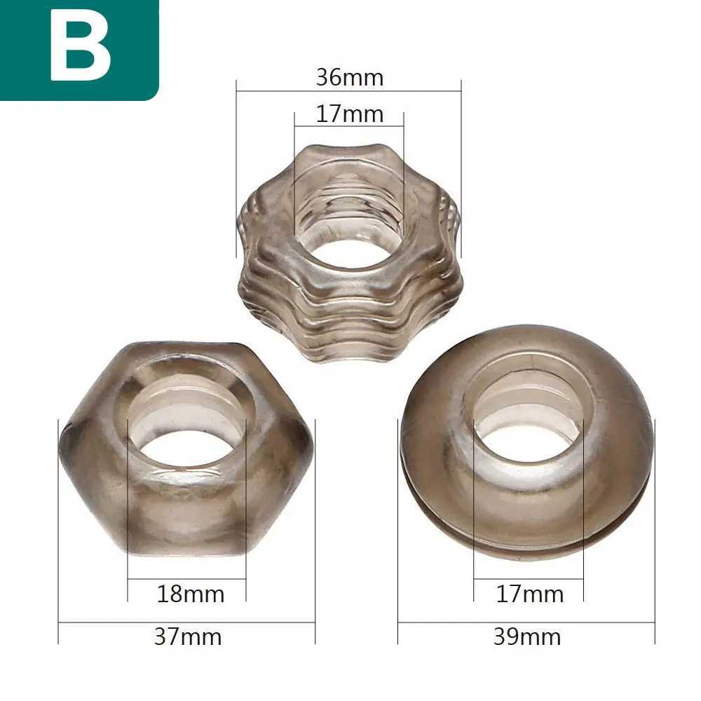 WAKEWAY 3 Pcs/Set Cock Penis Ring Bead Penis Ring Male Delay Ejaculation Lasting Silicone Erection Ring Sex Toys for Men Adults W250512