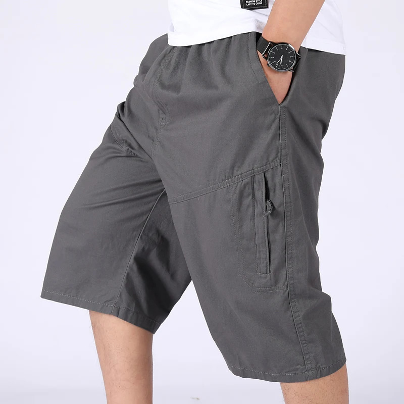 Loose Casual Men Cargo Shorts Summer Pants Elastic Waist Large Size Outdoor Jogging Sweatpants Trend Multi Pockets Short Pants 250509