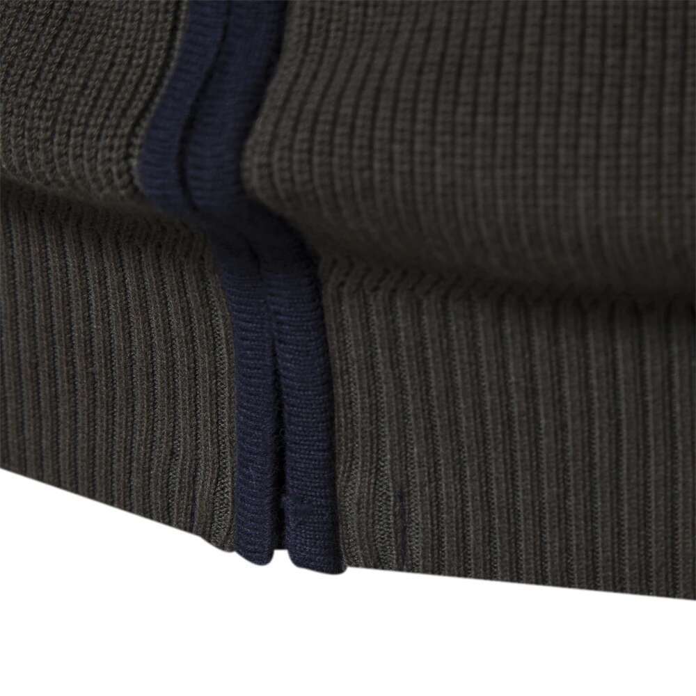 2023 New Autumn And Winter Patchwork Color Zipper Cardigans For High Quality Youth Men Cotton Sweater-250512