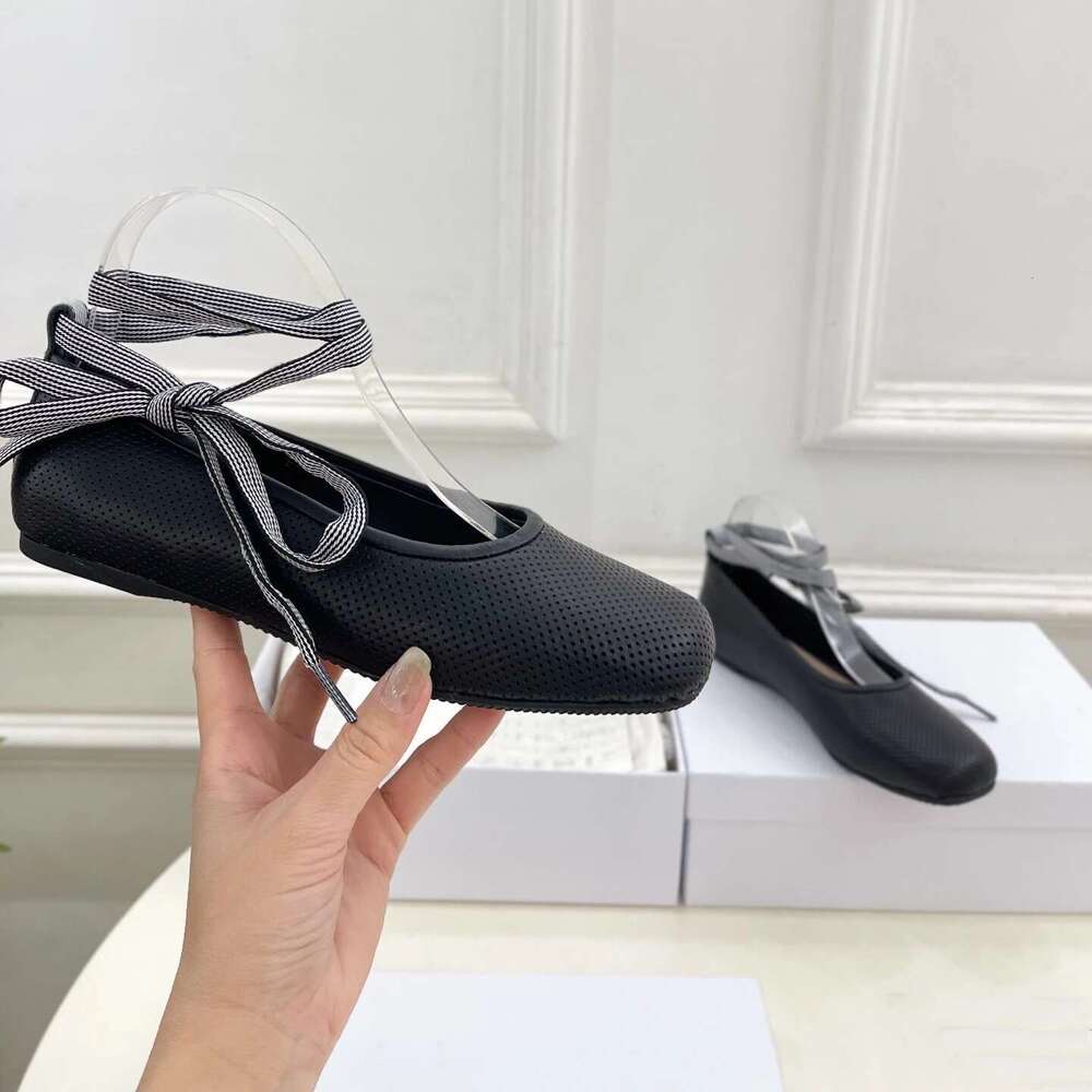 Women Size35-41 Genuine Leather Ballet Flats Ankle Strap Square Toe Solid Colors Roman Designer Shoes Zapatillas De Mujer